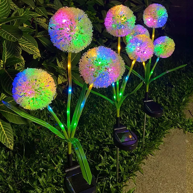 Creative New Solar Lawn Light Ground Plug Three-headed Dandelion Lamp Outdoor Garden Courtyard Atmosphere Light Decorative Lamps