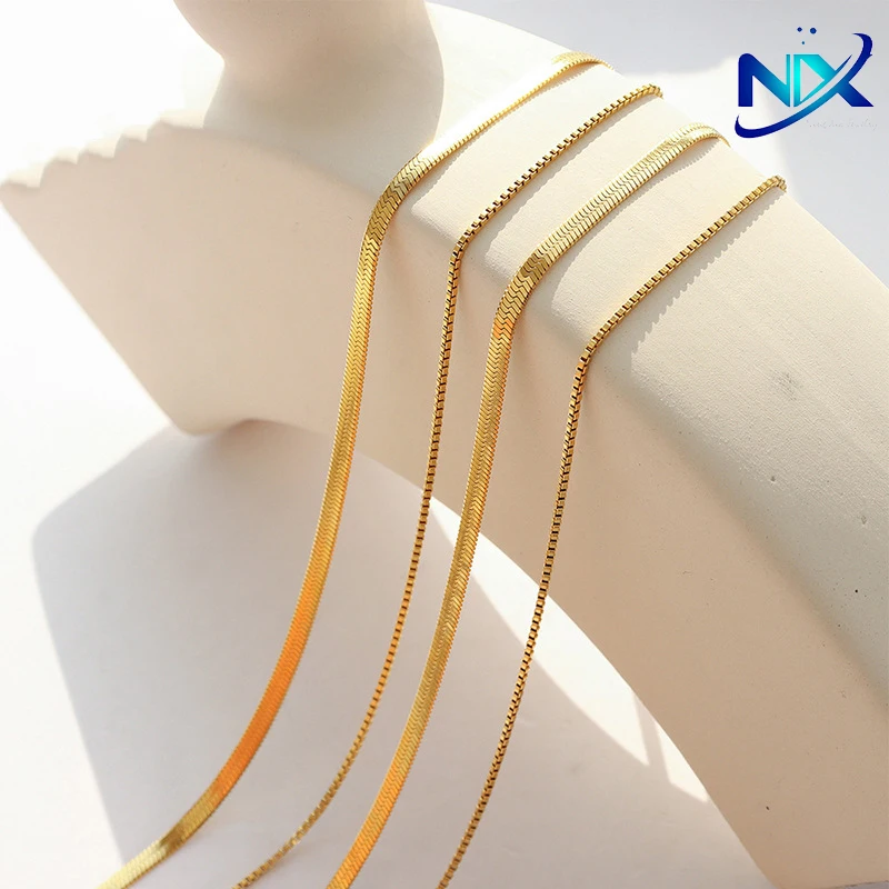 

Korean Simple Niche Double Blade 18K Gold-Plated Titanium Steel Necklace Female Ins Tide Metal Chain Cold Collarbone Chain