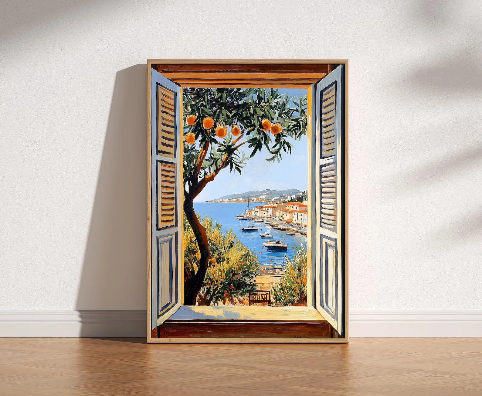 Fenêtre ouverte Henri Matisse imprimée Style fauvisme œuvre moderne mer méditerranéenne thème d'arbre Orange pour la décoration intérieure