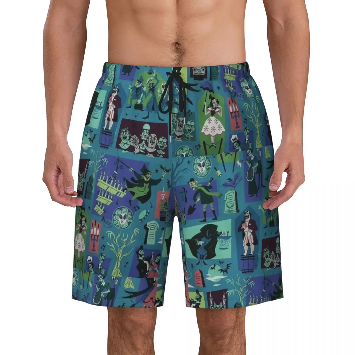 

Halloween Haunted Mansion Haunted House Madame Boardshorts Men Quick Dry Board Shorts Swim Trunks Custom Print Swimwear Suits