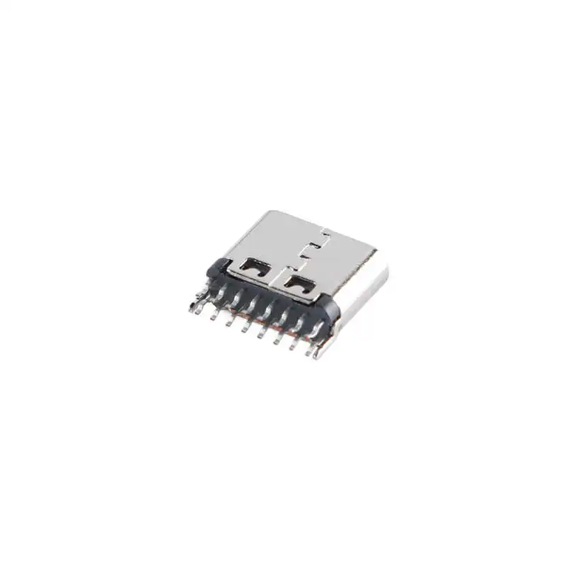 USB Type-C 16P Female Socket Clamp 0.8 with Fixed Pin, Height 6.5, Fast Charging Interface Connector