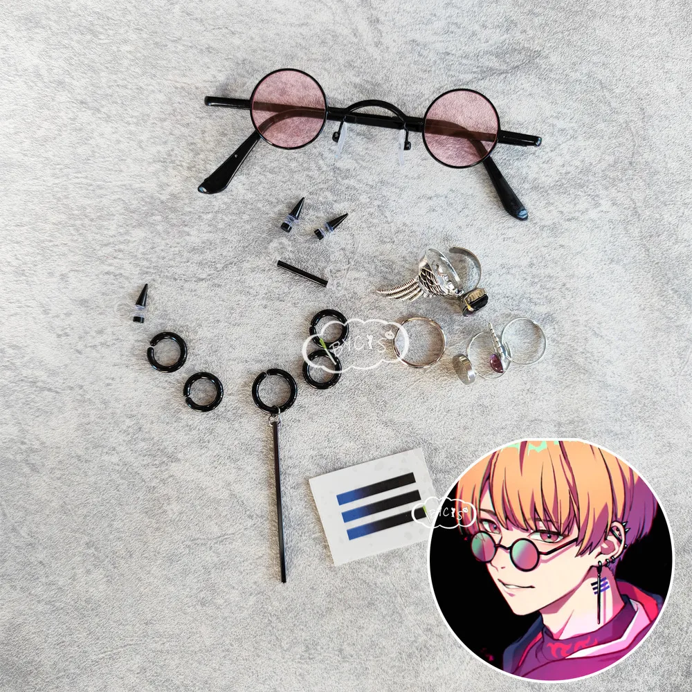 

Paradox Live Sugasano Allen Yeon Hun Cos Clip Ear Pins Cosplay Earrings Rings Glasses Costume Anime Prop Jewelry
