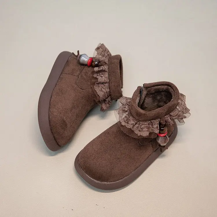 الأطفال الأحذية المسطحة القديمة شرابة القوس الفتيات حذا فردي للسيدات أربعة مواسم لينة عدم الانزلاق الاطفال منتصف العجل الأحذية الجلدية