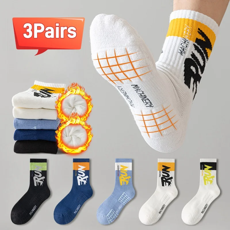 

Professional Marathon Running Sock Men Women Winter Sport Fitness Thickened Cushioned Mid Long Football Cycling Non-slip Socks