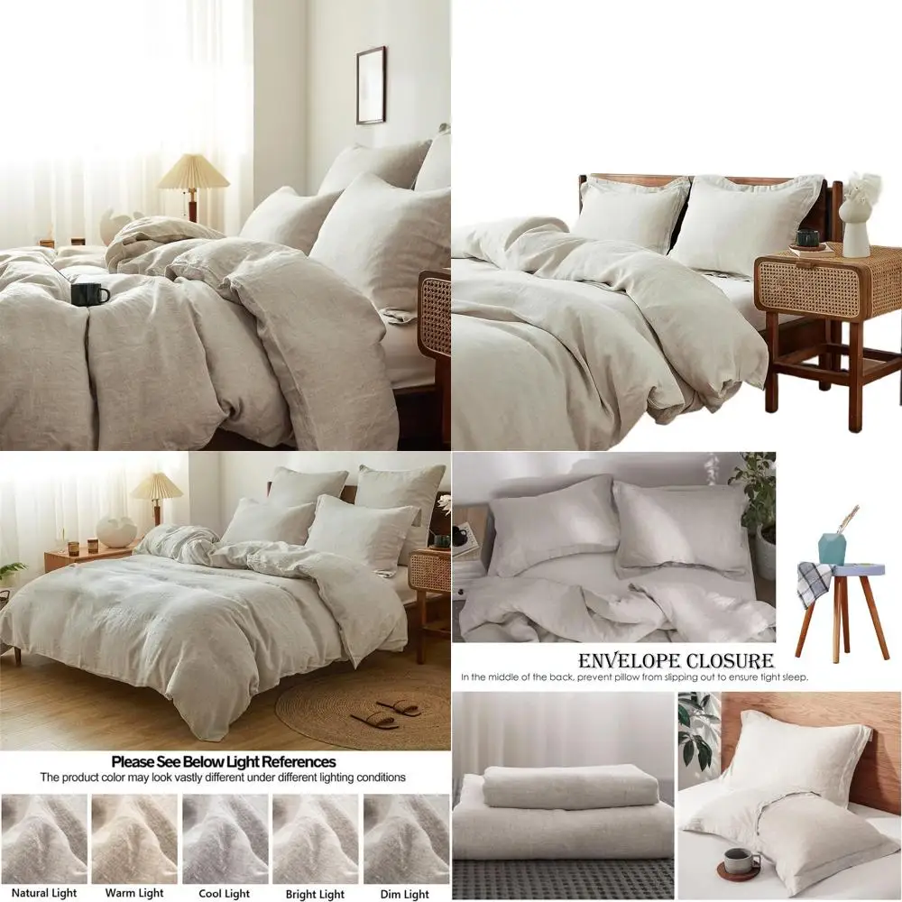 

Комплект постельного белья из льна - 100% натуральный лен, дышащий, французская стирка, однотонный, на пуговицах, для односпальной кровати