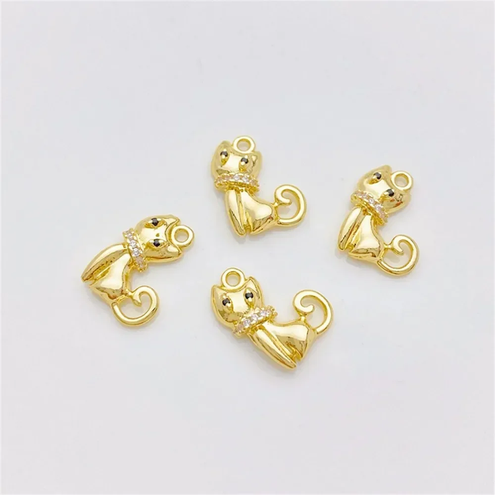 

14K Gold Bag, Color-preserving Black Diamond, Cute Kitten Pendant Handmade DIY Bracelet, Necklace, Jewelry Material Accessories.