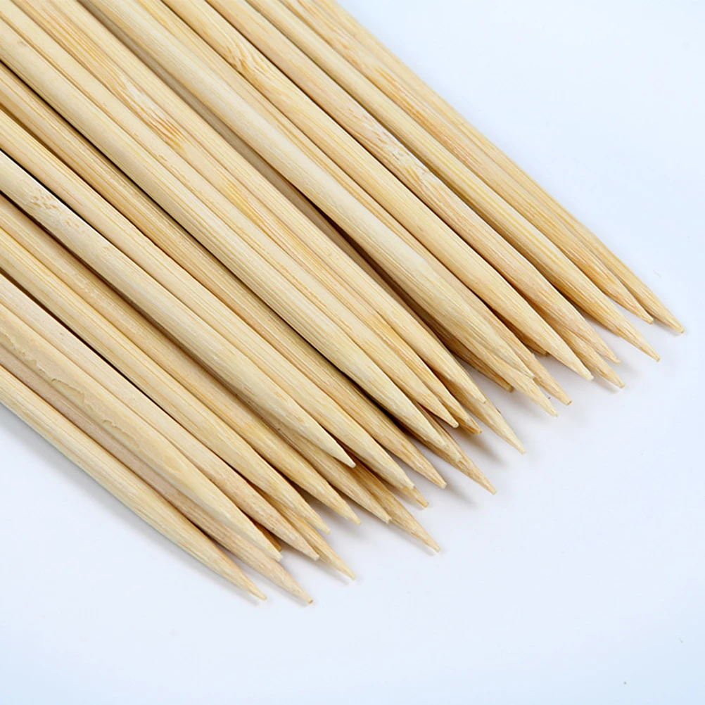 

200 Pcs Bamboo Skewers BBQ Picks Sticks Thick Roasting Eco Friendly Safe Non Toxic Serving Desserts Parties Catered