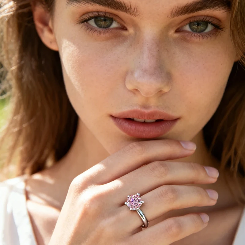 NeeTim 0,5 карата 1 карат 2 карата 3 карата Синий Розовый Фиолетовый Черный Муассанит Кольца для женщин Стерлинговое серебро 925 пробы Обручальное кольцо для свадебной вечеринки Женское кольцо