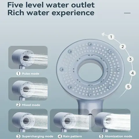 Xiaomi 5 मोड शावर हेड हाई प्रेशर शावरहेड पोर्टेबल फ़िल्टर रेनफॉल नल टैप बाथरूम बाथ होम बाथरूम एक्सेसरीज़ 10 best sales फ़िल्टर के साथ शावर हेड - №3