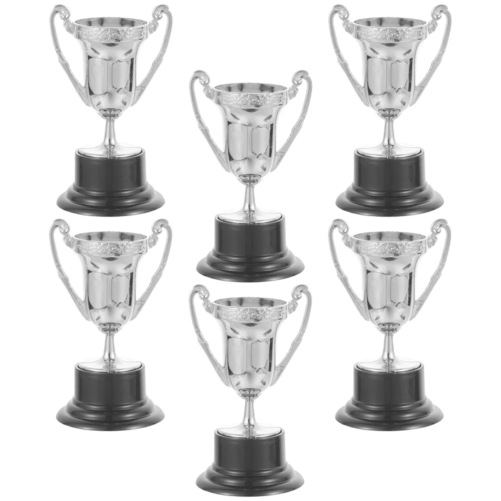 

6 Pcs Mini Trophy Competition Silver Plastic Desktop Model Winner's Party Gift Prop Props