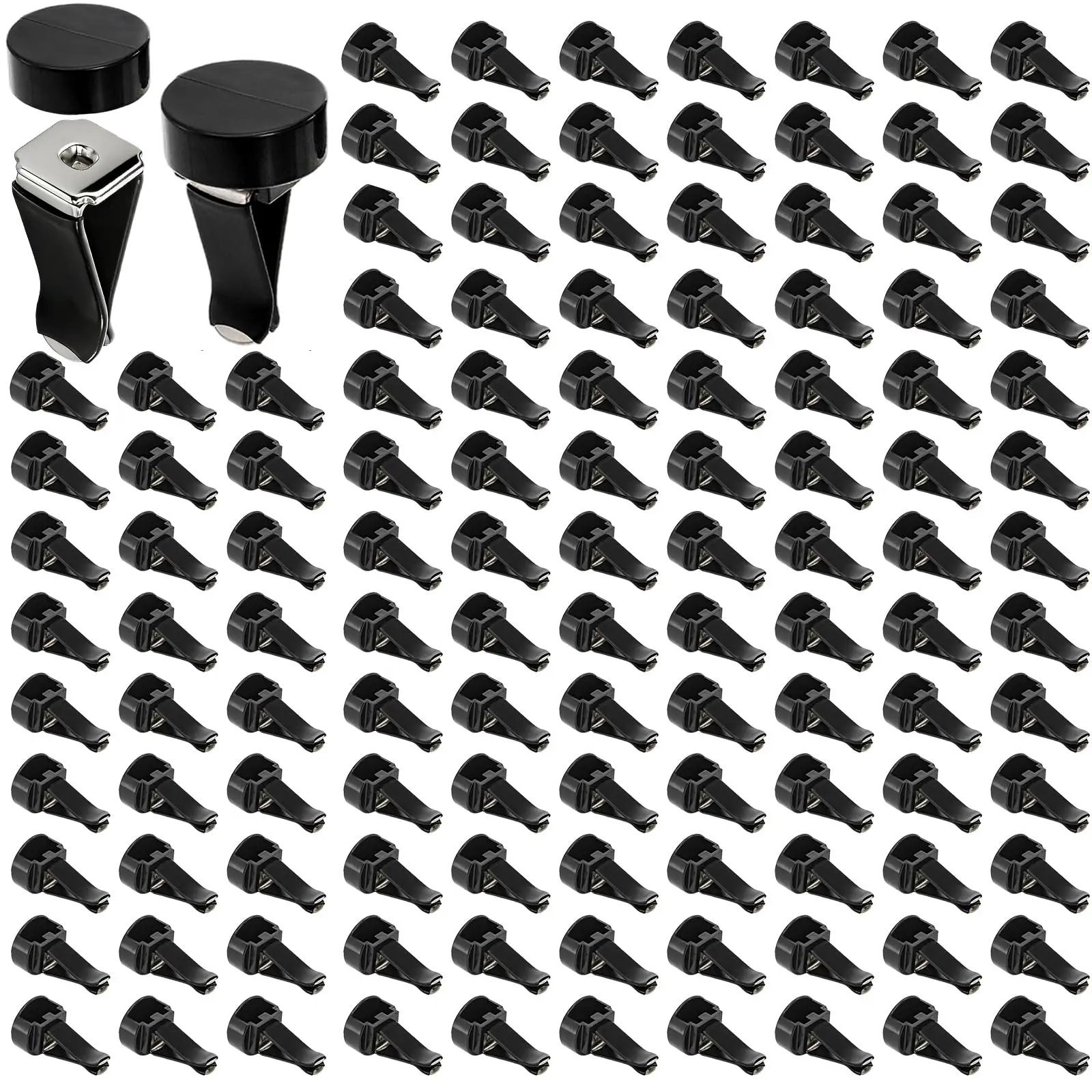 

100pcs Black Car Vent Clip Holders With Metal Base And Plastic Head For Air Fresheners, Perfume, DIY Accessories