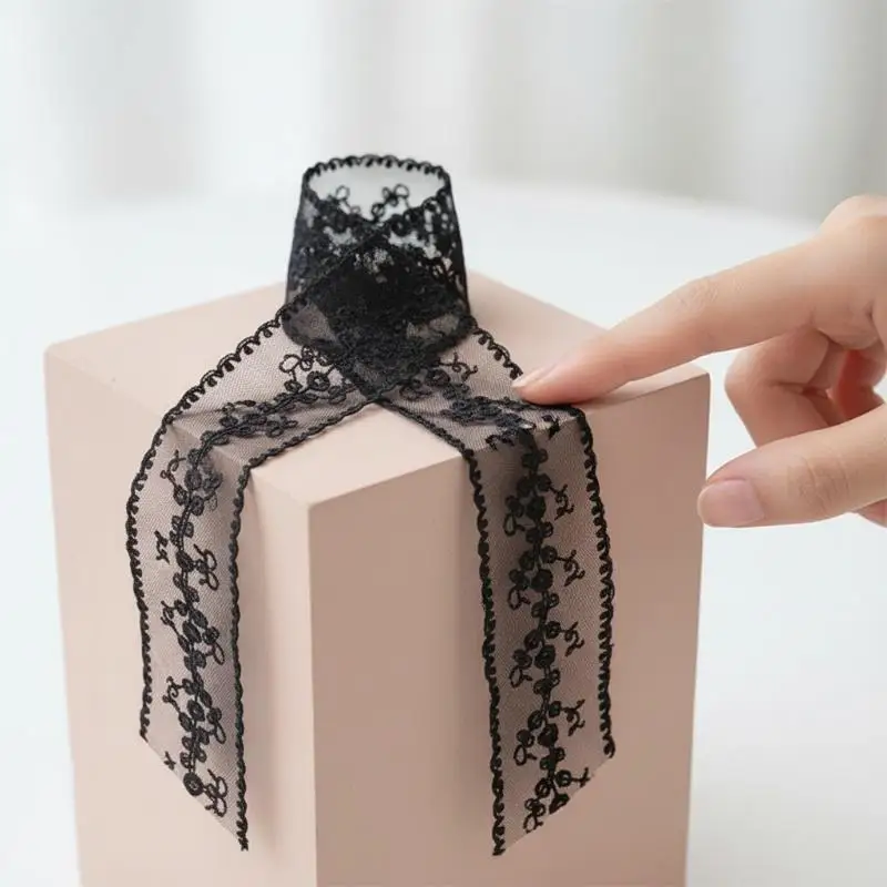 

Sweet Flower Lace Neck Strap Dressing Decoration Korean Style Hair Band Neckerchief Transparent Long Ribbon Head Scarf