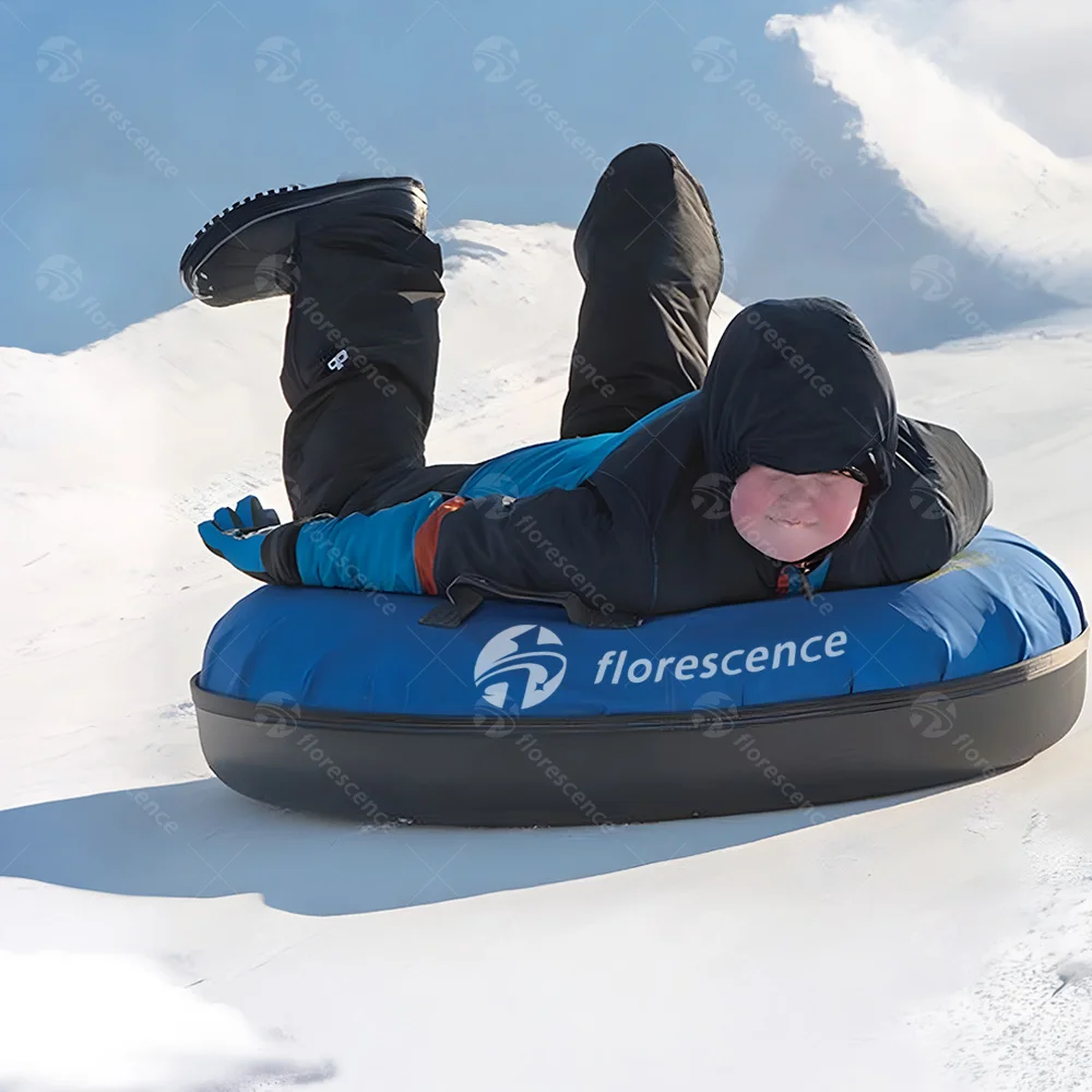 FLORESCENCE Professional 40 Inch Winter Heavy Duty 100cm Snow Tube with PVC Outer Cover Inflatable Sled for Kids and Adults