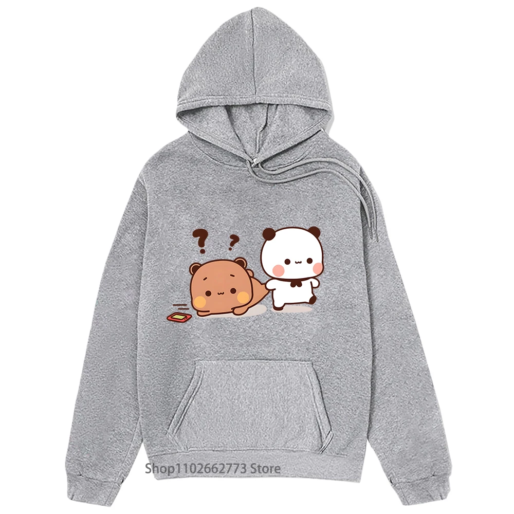 Panda Bear Graphic Hoodies Cartoon Bubu and Dudu Sweatshirt Girls Kawaii Print Pullover Women Casual Plus Size Streetwear