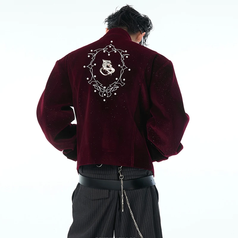 LUZHEN High 2025 New Original Geometric Design Pattern Embroidery Quality Coat Men Stylish Street Male Stand Neck Jacket JY4735