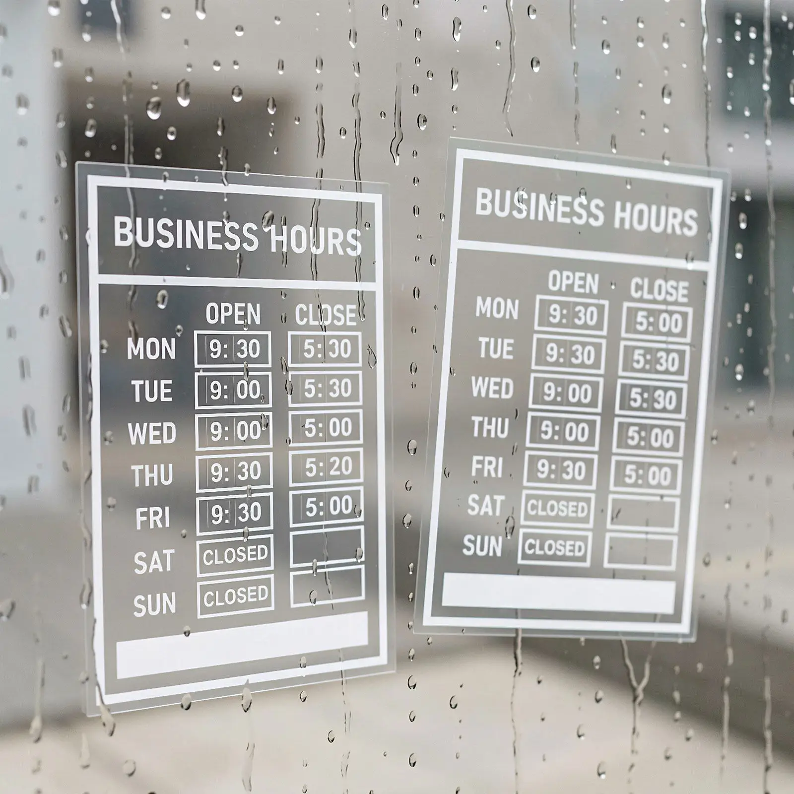 Changeable Business Hours Sign – Self-Adhesive Waterproof Window Door Sticker for Store Open/Close