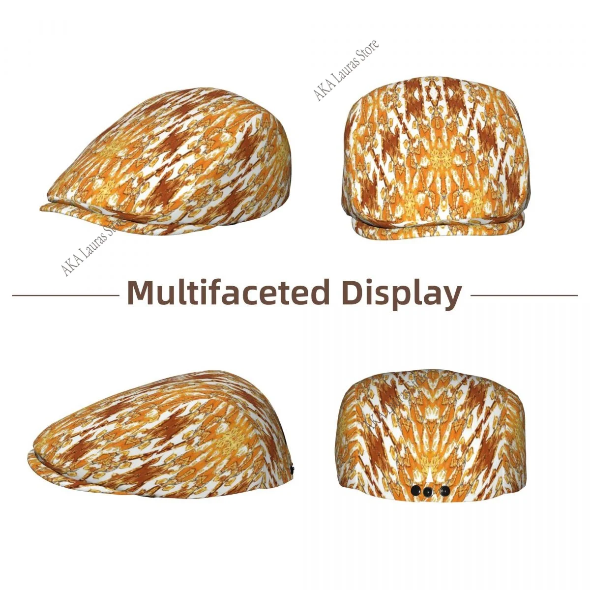 Newsboy Cap Peaky Octagonal Hat Vintage Casual Cap Golden Pattern Berets Visor Gatsby Flat Ivy Hat