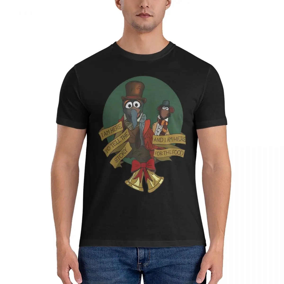 M-Muppets Christmas Carol T-Shirt Unisex Cotton Tops Printed Round Neck Short Sleeve