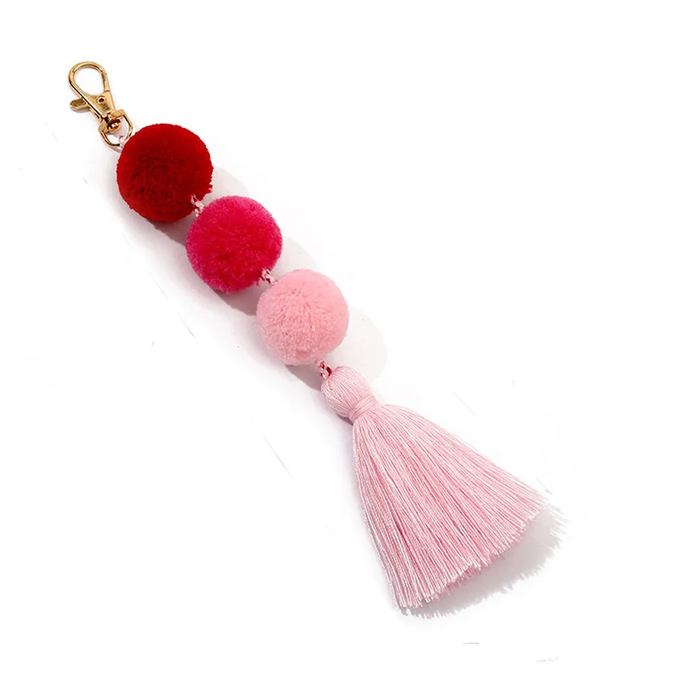 Fashion Handmade Pompom Keyring Colorful Multipurpose Pompom Tassel Pendant Portable Handbag Charms Handbag