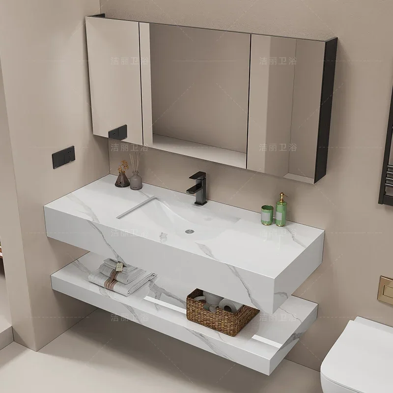 خزانة حمام مصممة بشكل بسيط، مع حوض سيراميك من البلاط الصخري، حوض غسيل حمام بسيط وحديث، مبيعات ساخنة