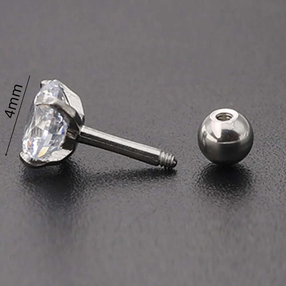 1PCS 3/4/5/6mm Round Forward Helix Cartilage Piercing Tragus Stud Conch Snug Ear Lobe Earrings Surgical Steel Piercing Jewelry