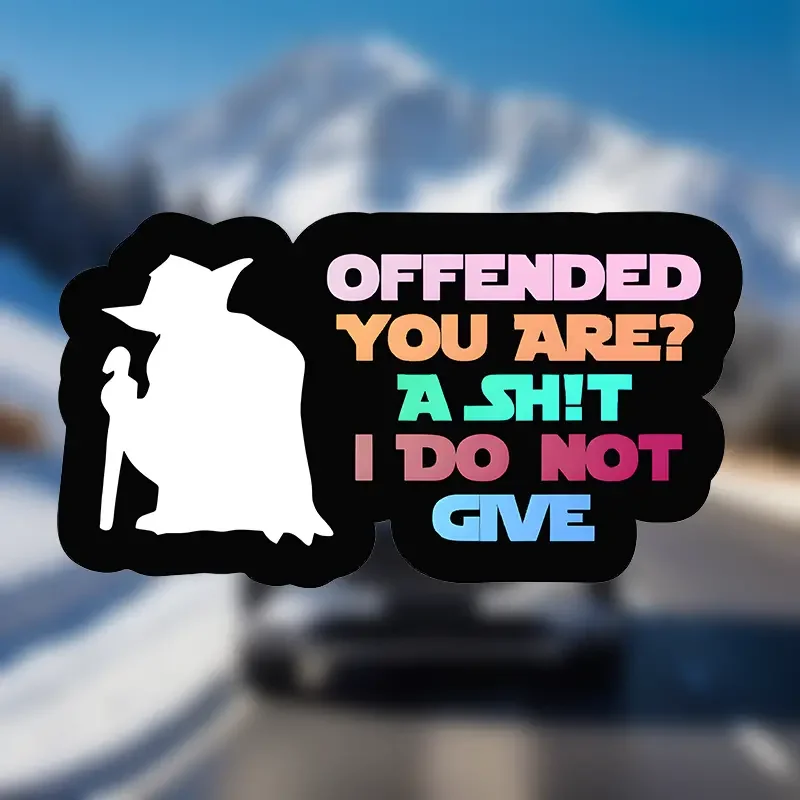 Pegatina de vinilo para coche, forma Irregular, autoadhesiva, uso único, cita de Yoda, adecuada para portátiles, botellas de agua