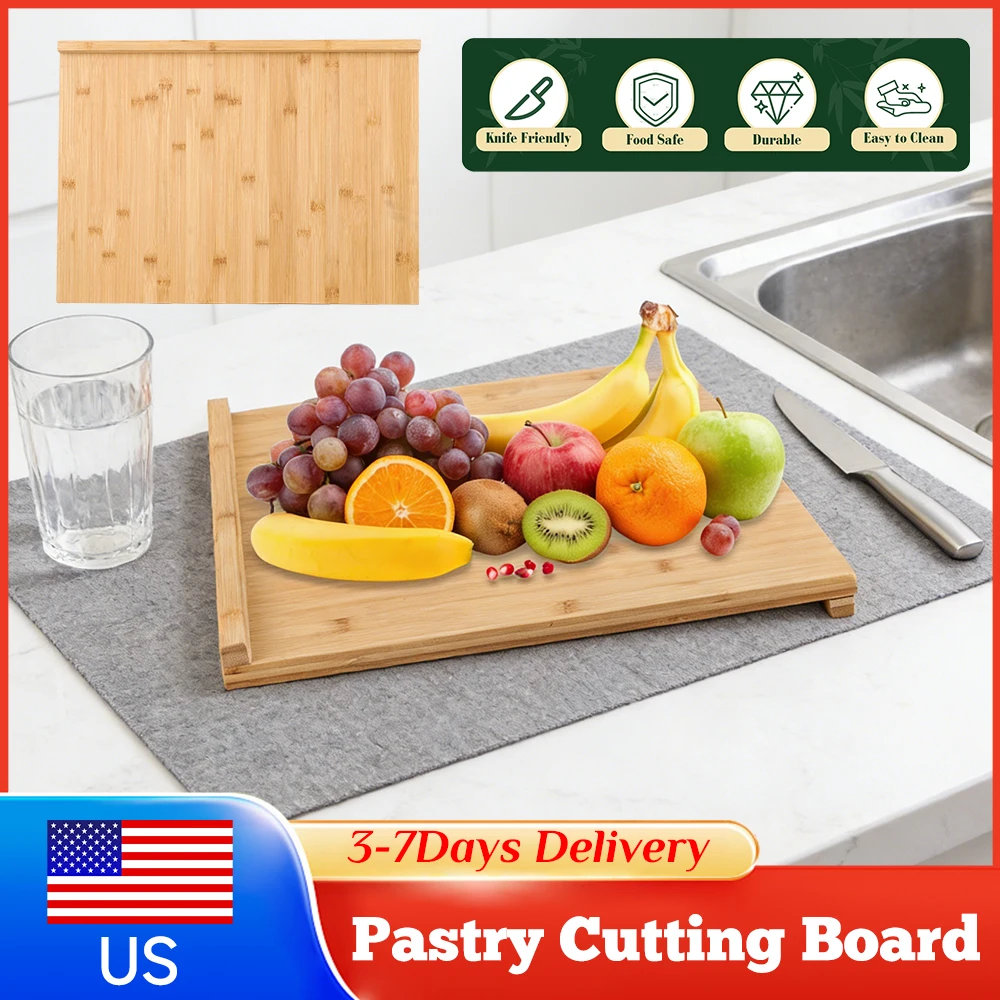 

Bamboo Kitchen Chopping Board with Reverse Groove Large Wooden Rolling Dough Kneading Board Multifunct for Baking Home Kitchen ﻿