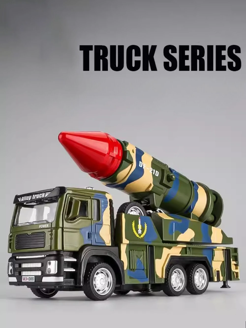 1/32 Scale Missile Rocket Launcher Car Toy Model Alloy Sound Light Military Series Engineering Vehicle Toys for Children Gifts