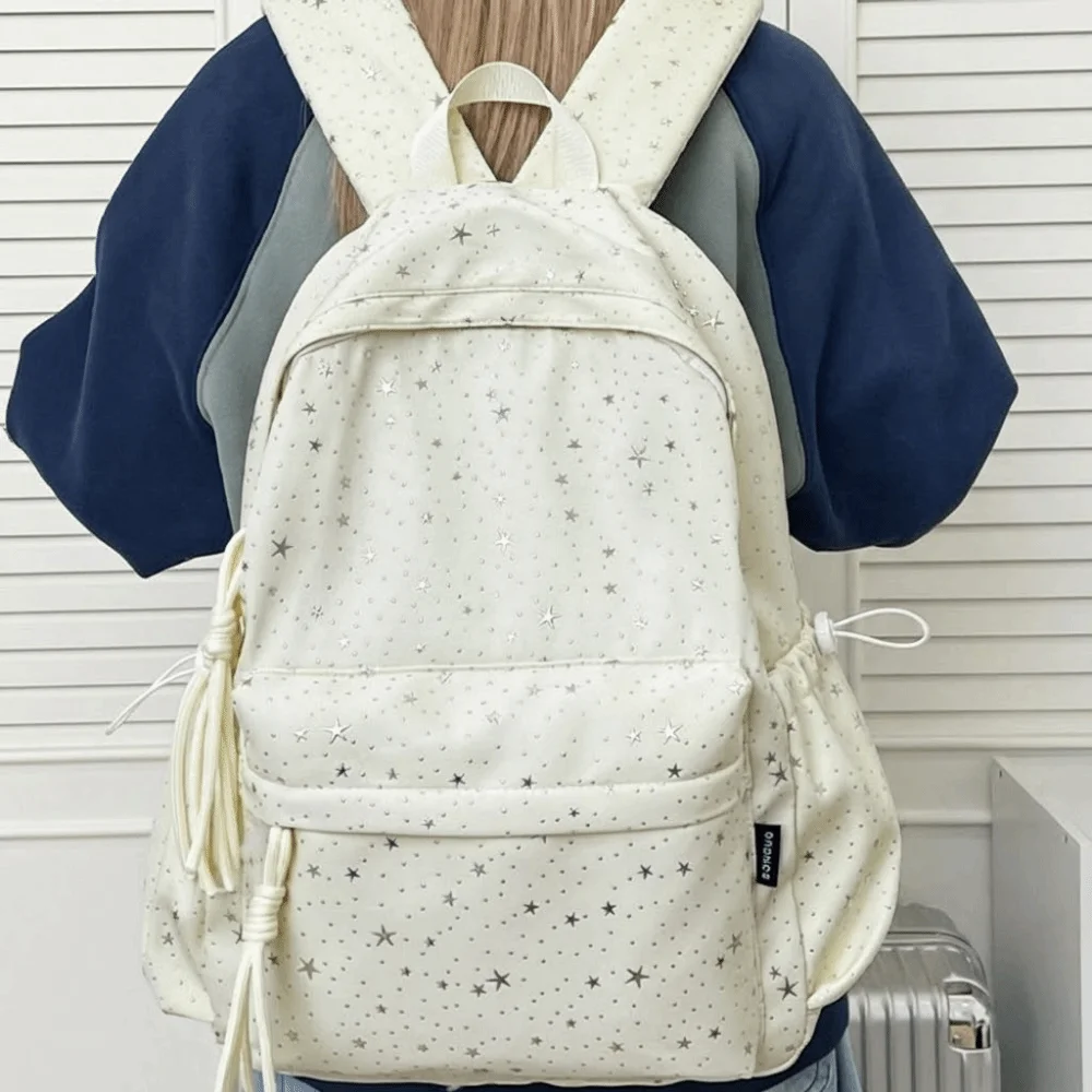 Fashion Oxford Cloth Star Backpack Multi-pockets Large Capacity Student School Bag Durable Solid Color Travel Rucksack Daily