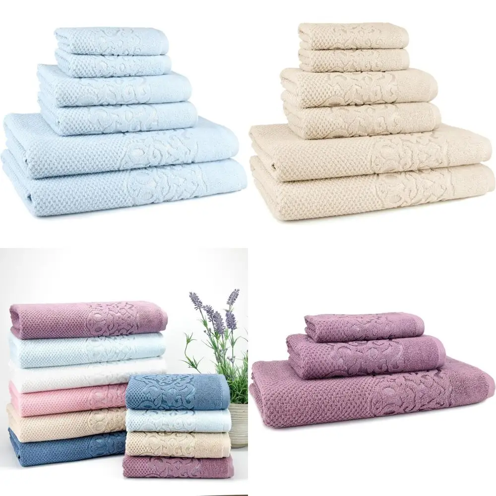 

Luxury Turkish Cotton Towel Set - 6 Piece Bath Towels, Washcloths, Hand Towels, Thick and Soft for Maximum Absorbency and Comfor