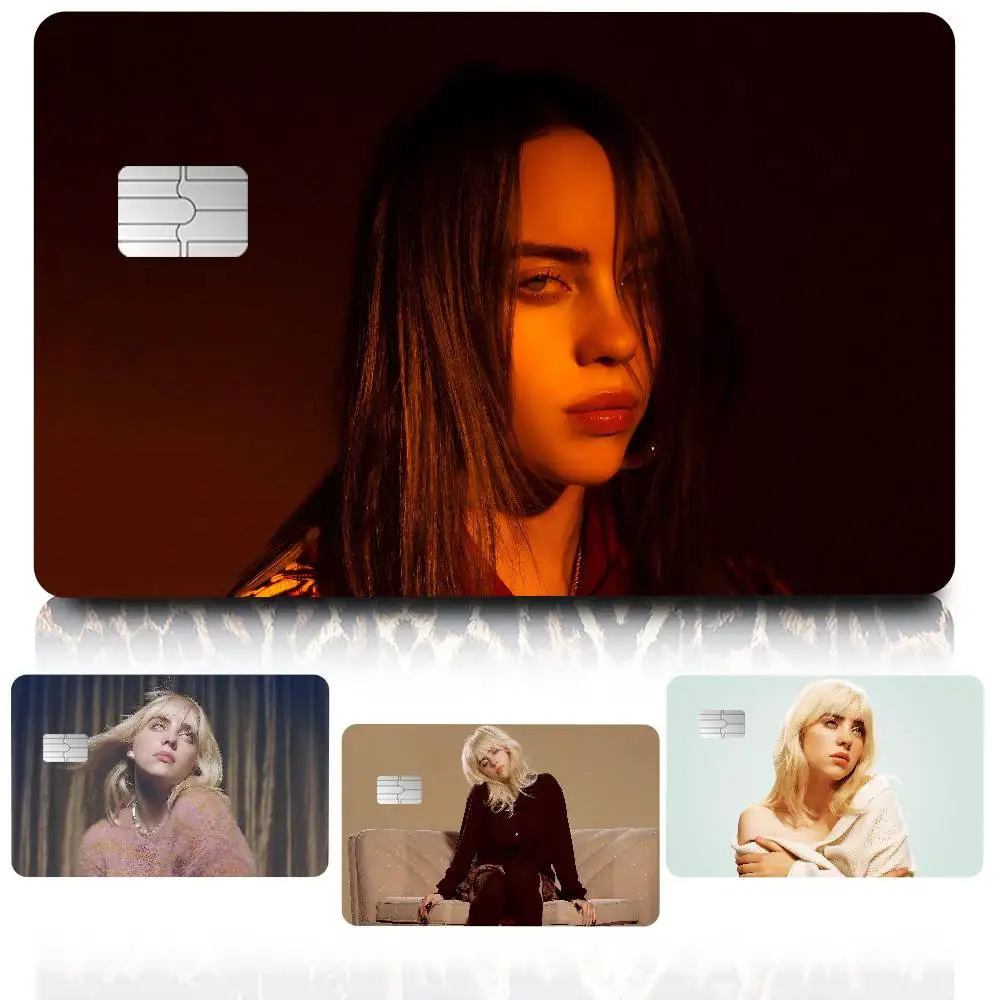 1PC B-Billie Singer E-Eilish 4 Pcs Sticker Film Skin Cover Case For Small Large No Chip Debit Credit Card Front Side