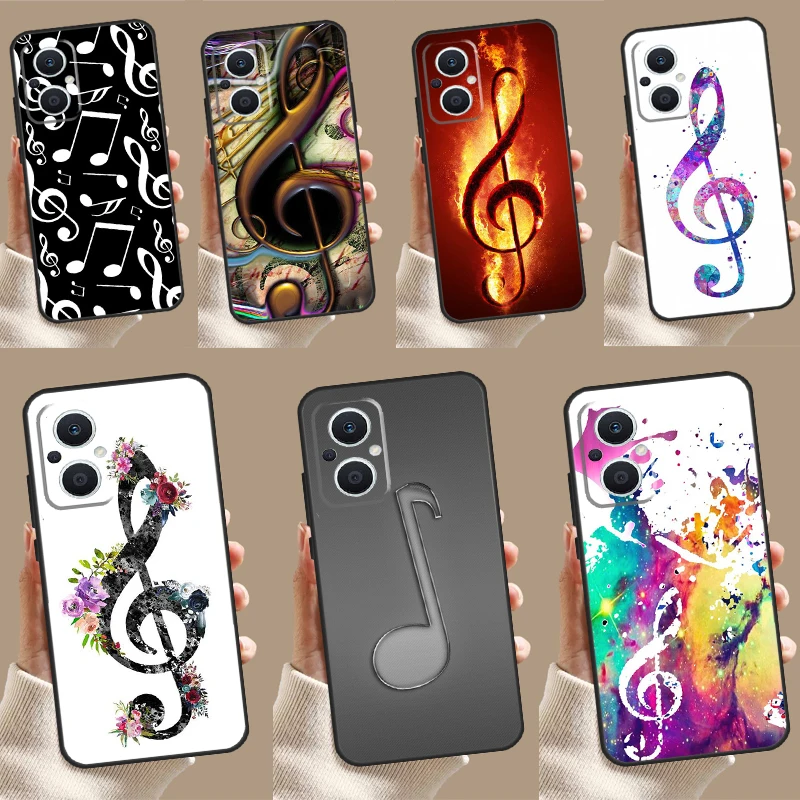 Treble Clef Music Note Case For OPPO Reno 11 F 10 Pro 4 5 6 7 8 Lite 4Z 5Z 8T OPPO Find X3 X2 Lite X6 X5 Pro Cover