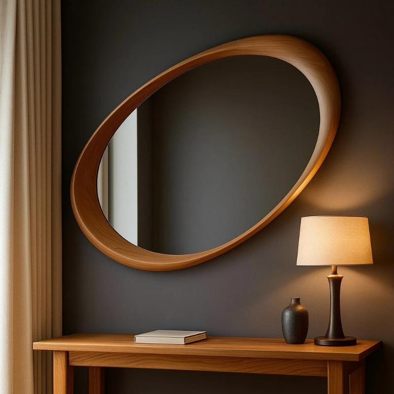 

Mirror walnut wall-mounted tea room living room decorative mirror antique household solid wood dressing mirror
