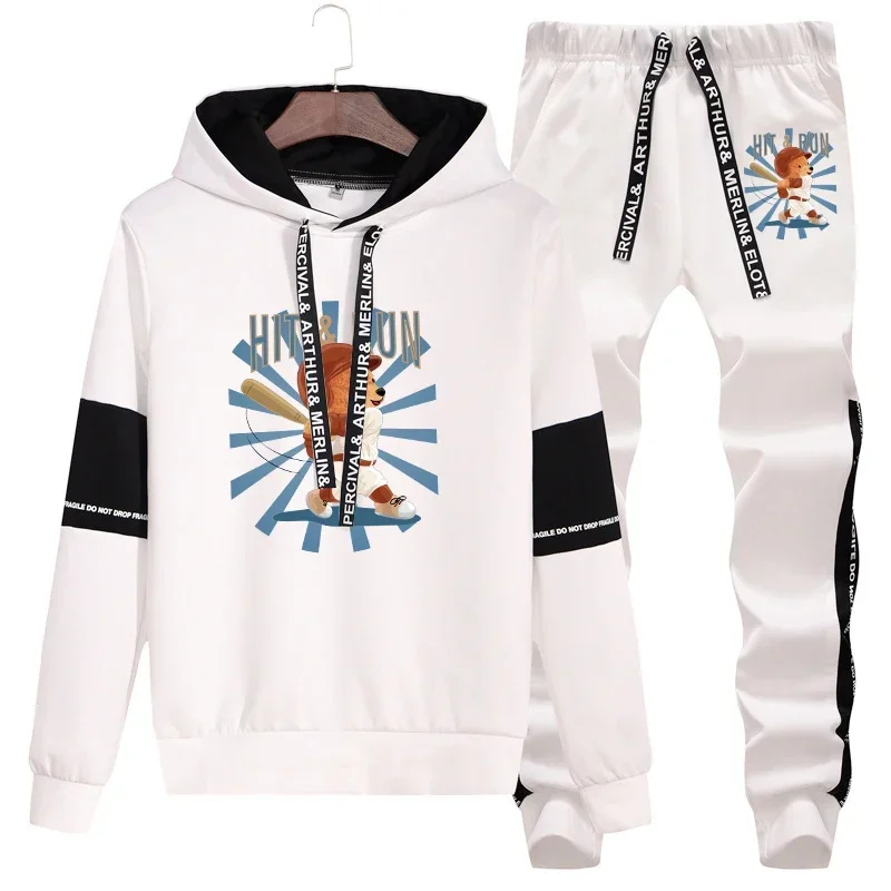 

Trendy Print Casual Clothing Set for Men - Long Sleeve Hoodie and Sports Pants, Sweatshirt and Sweatpants Tracksuit Stylish