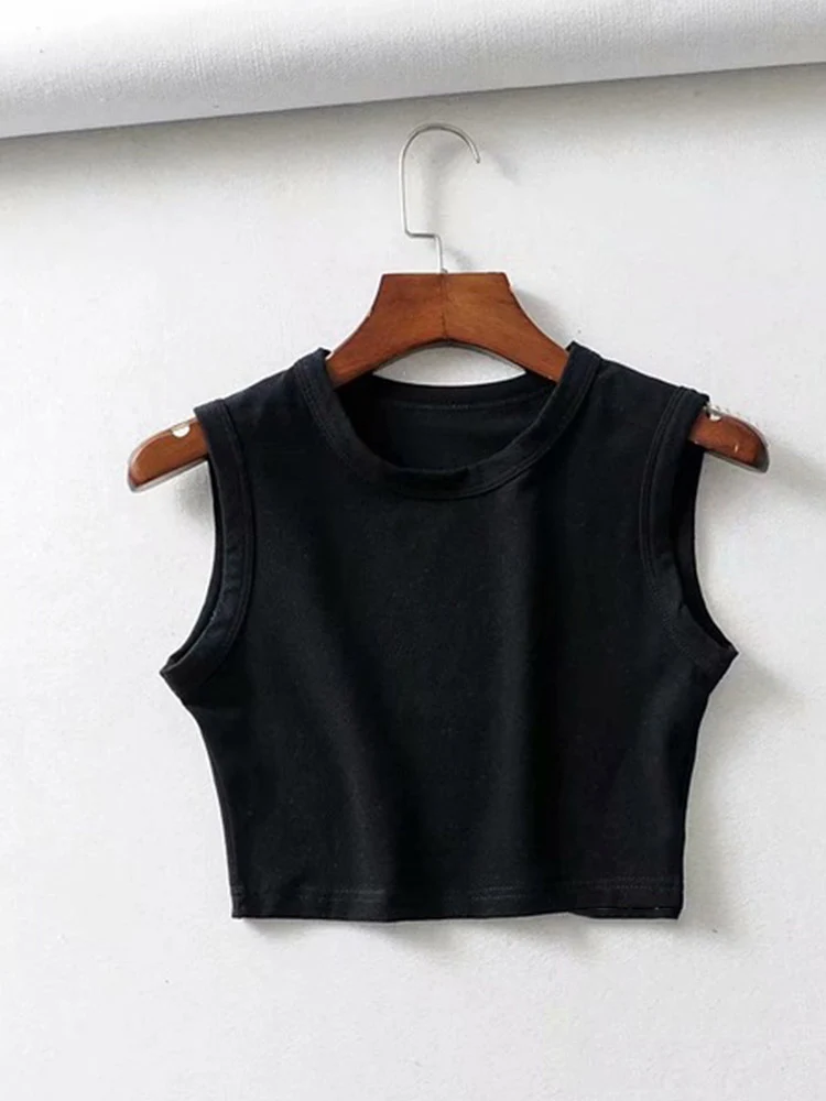 2024 Summer vintage white crop tops women biker black punk sexy tank top korean streetwear cropped sleeveless top feminino