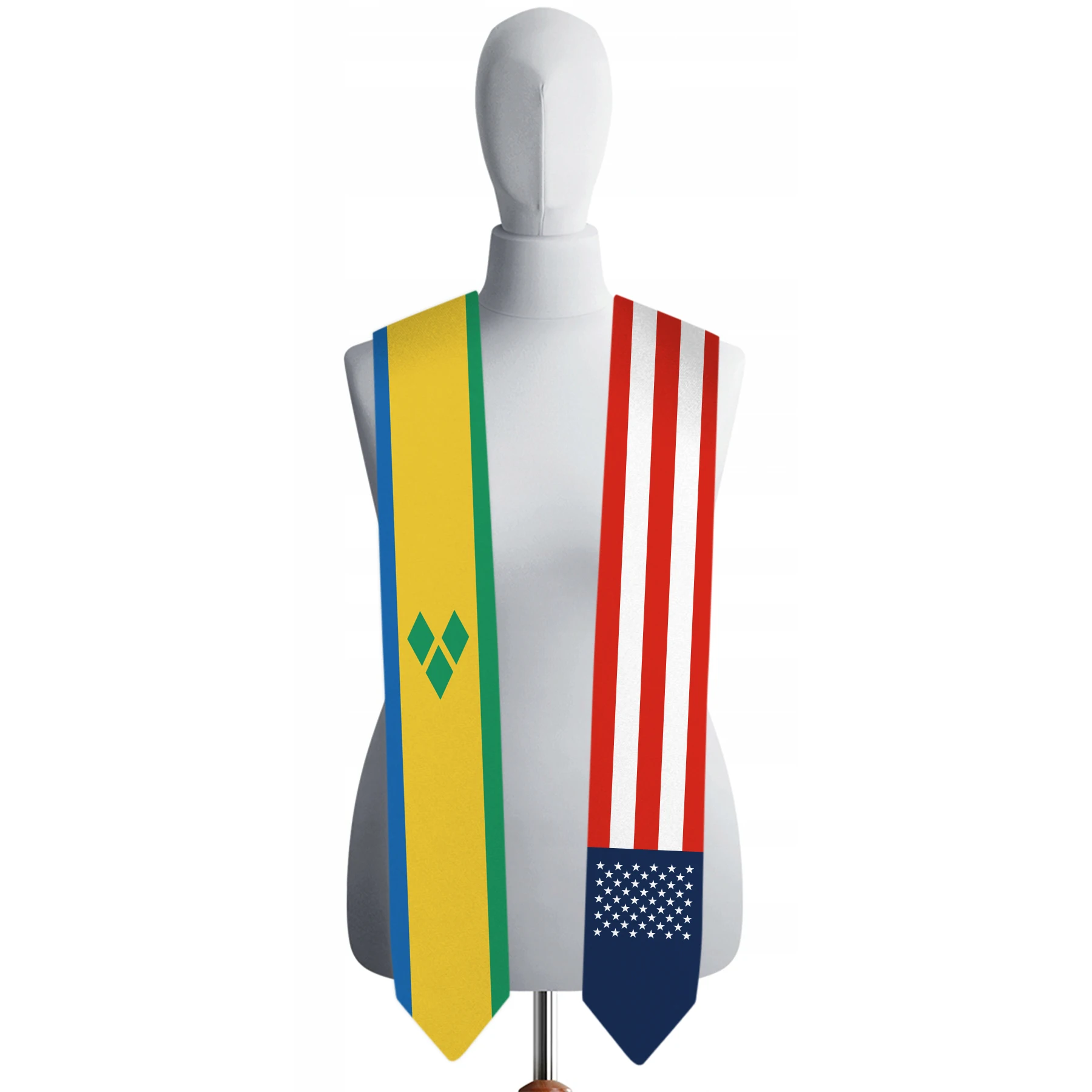 13x180cm USA And St Vincent Flag Graduation Sash Bachelor Gown Accessory Graduation Sash Scarf