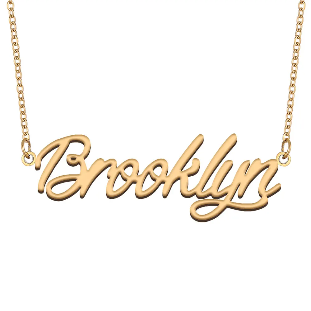 

Brooklyn Name Necklace for Women Stainless Steel Jewelry Gold Color Nameplate Pendants Collares Para Mujer Letters Choker