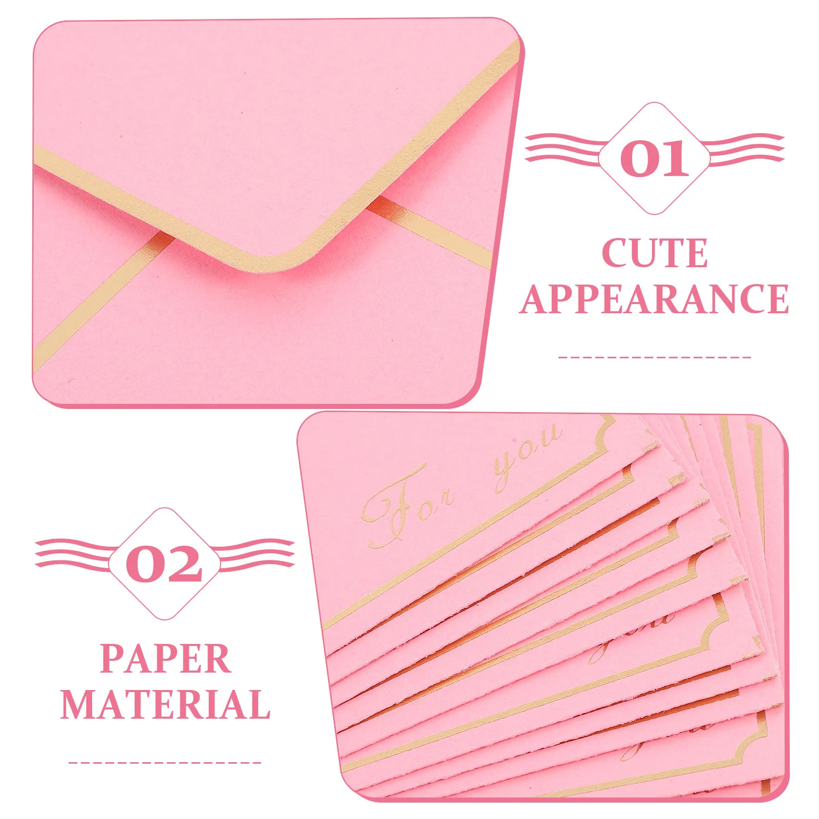 

50Pcs Gold Trim Invitation Envelopes Elegant Paper Envelopes for Wedding Greeting Cards Thank You Notes Holiday Party Favors