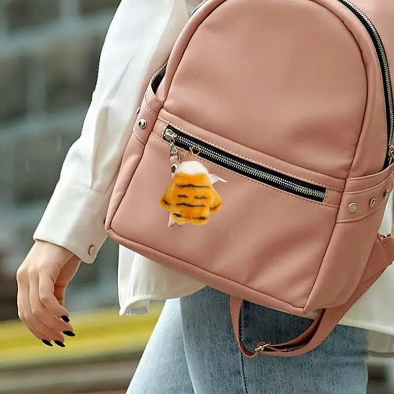 Plüsch-Tigerpoten-Schlüsselanhänger, niedlicher gefüllter Schlüsselanhänger, weicher Plüsch-Anhänger, tragbar, Cartoon-Pfoten-Plüsch-Rucksack, dekorativer Charme für