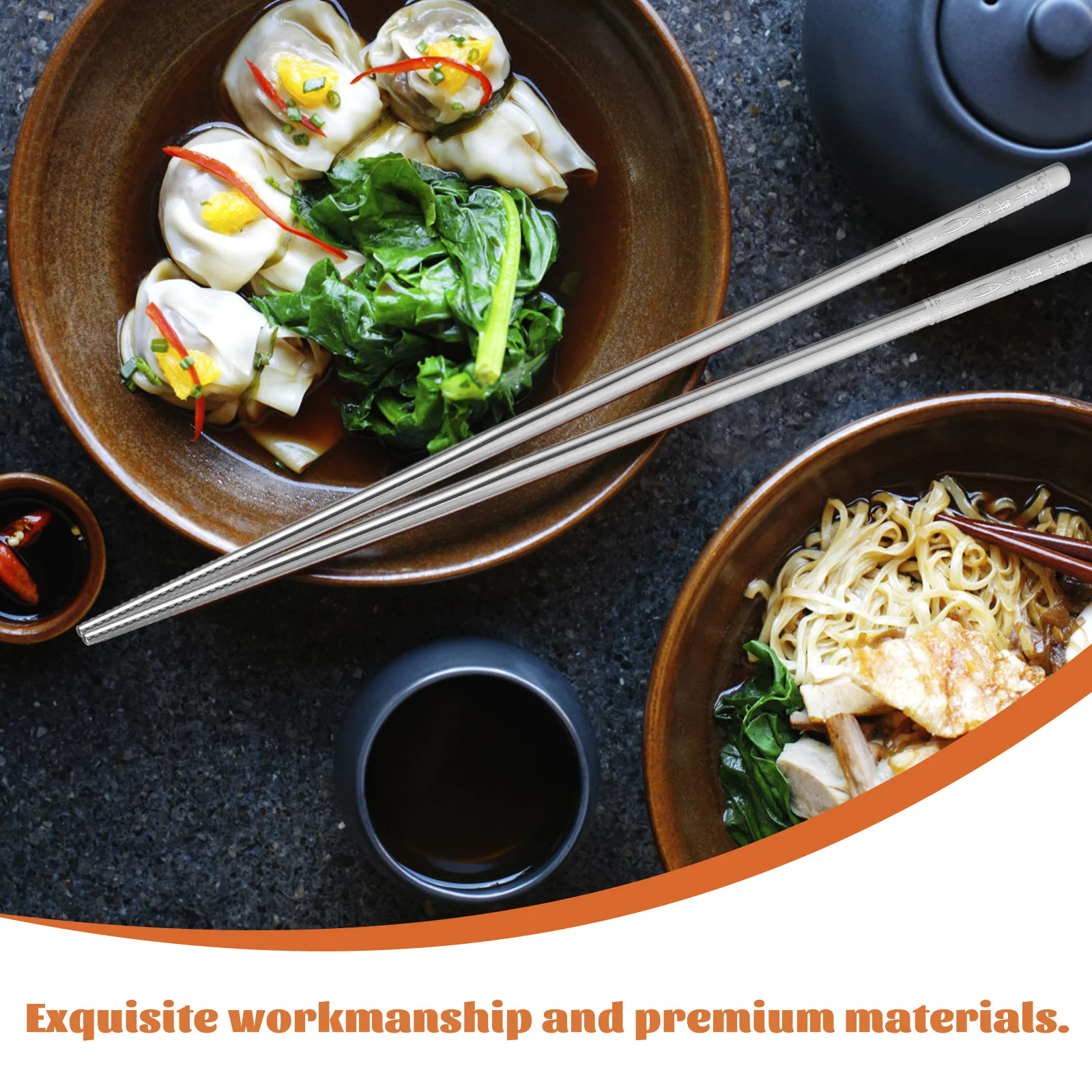 

5Pairs Stainless Steel Chopsticks Permanent Engraved Reusable Tableware Set for Household Restaurant Outdoor Portable Elegant