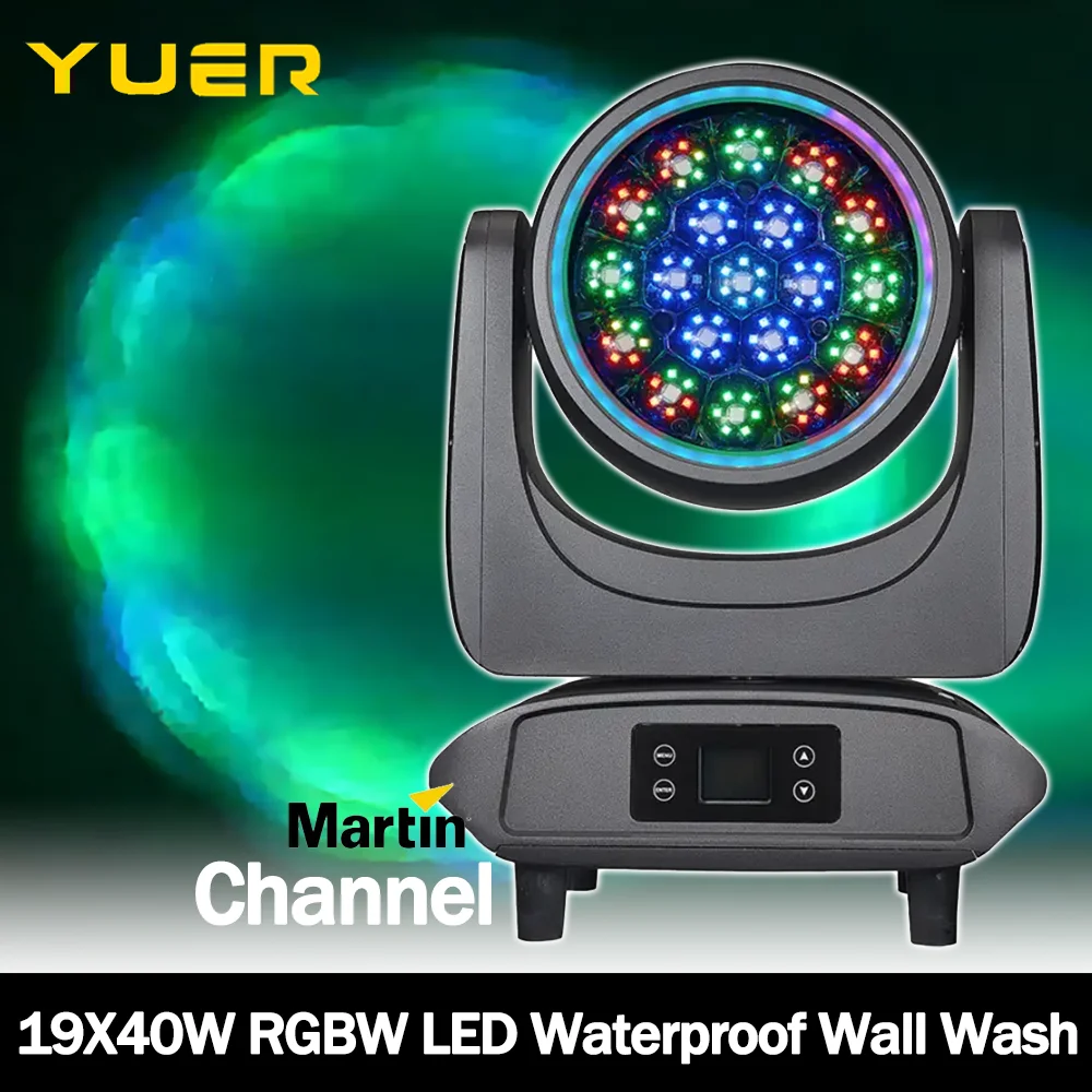 YUER 19x40W RGBW MINI LED waterproof moving head wash light Focus Dimming Strobe Effect for DJ Disco outdoor Club party stage