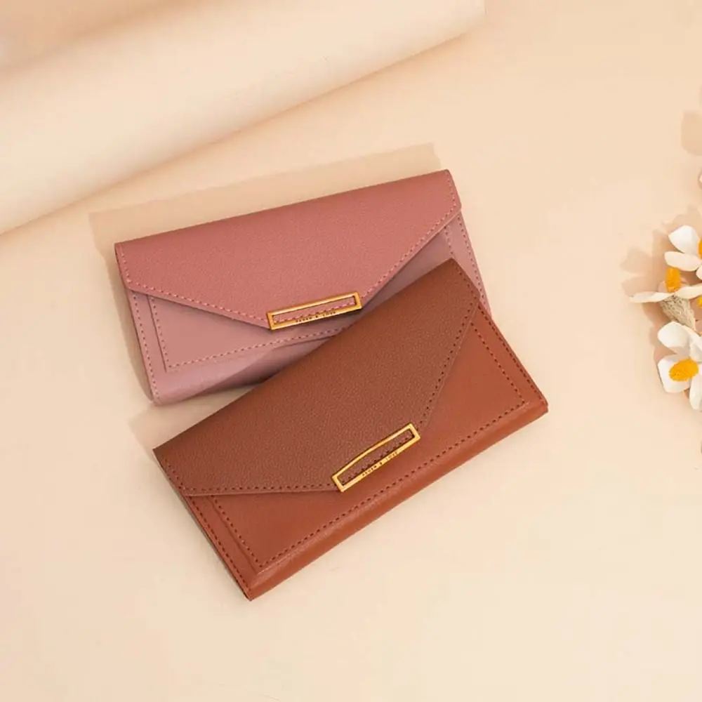 

Fashion PU Leather Envelope Wallets Korean Style Portable Women Long Clutch Bag Multifunctional Coin Purse Change Bag Women