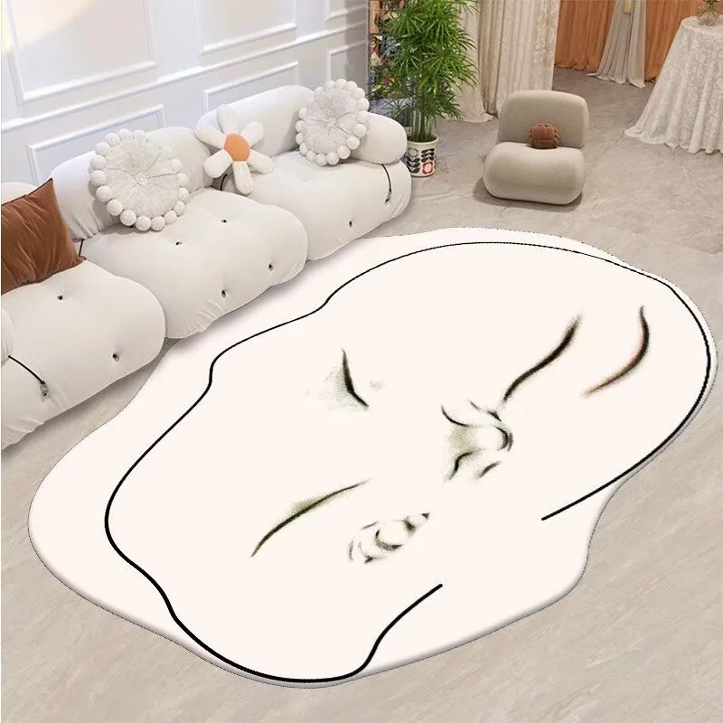 Ins Style Irregular Large Area Carpet Simple Style Solid White rug Children Bedroom Living Room Fluffy Rug Washable Floor Mats