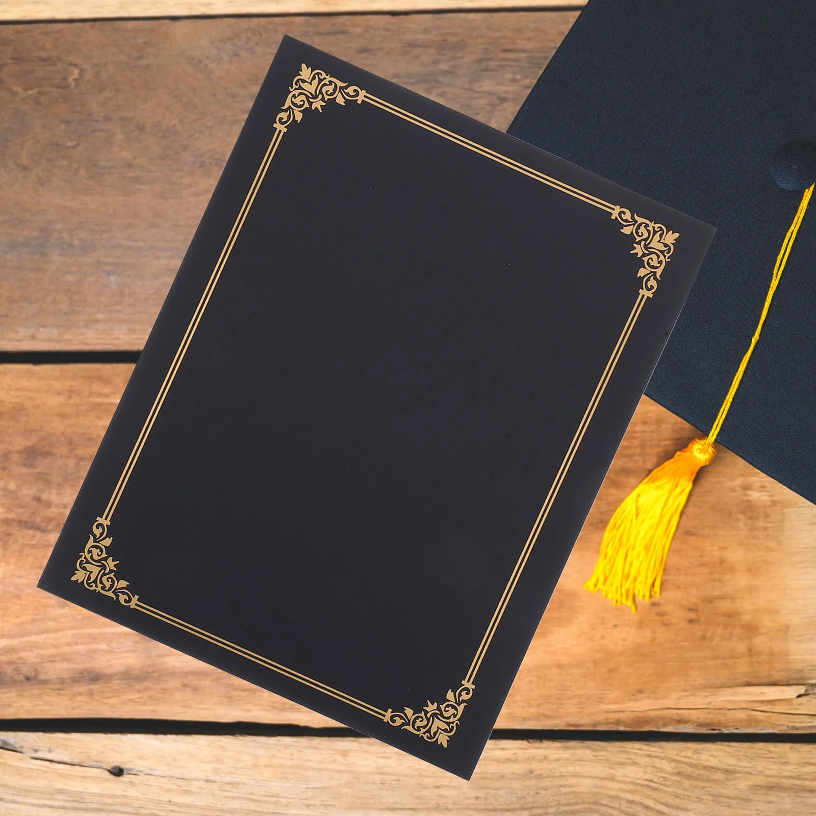 

10pcs Gold Foil Border Certificate Folder File Cover for Graduation Diploma Appreciation Award Document Protector Paper Holder