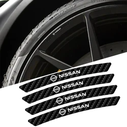 4Pcs Car Wheel Hub Rim Stickers Auto Decor Decals For Nissan Juke Qashqai X-Trail Leaf Patrol Altima Micra Carbon Fiber Sticker