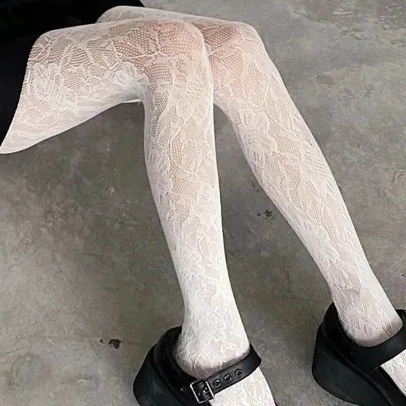 

2026 Mesh Floral Lace Tights Spring Summer Sexy Hollowed Out Soft Breathable Retro Punk Y2k Pantyhose Fishnet Stockings Hosiery