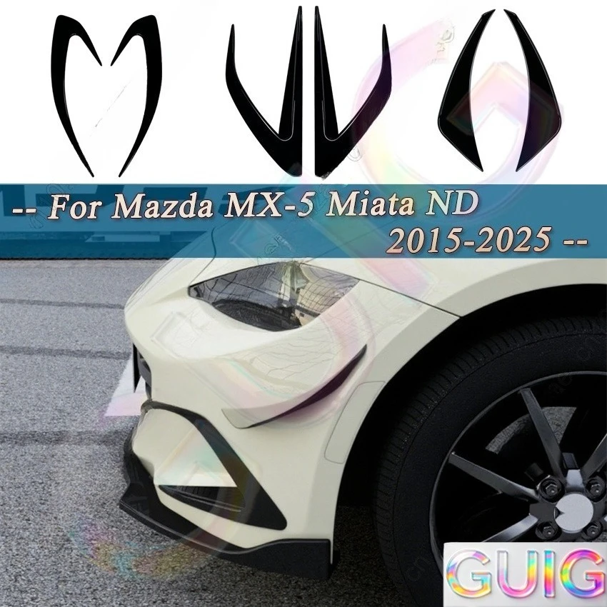Alerón delantero negro brillante, alerón lateral, alerón trasero, divisor de alerón para Mazda MX-5 Miata ND 2015-2025 BodyKit