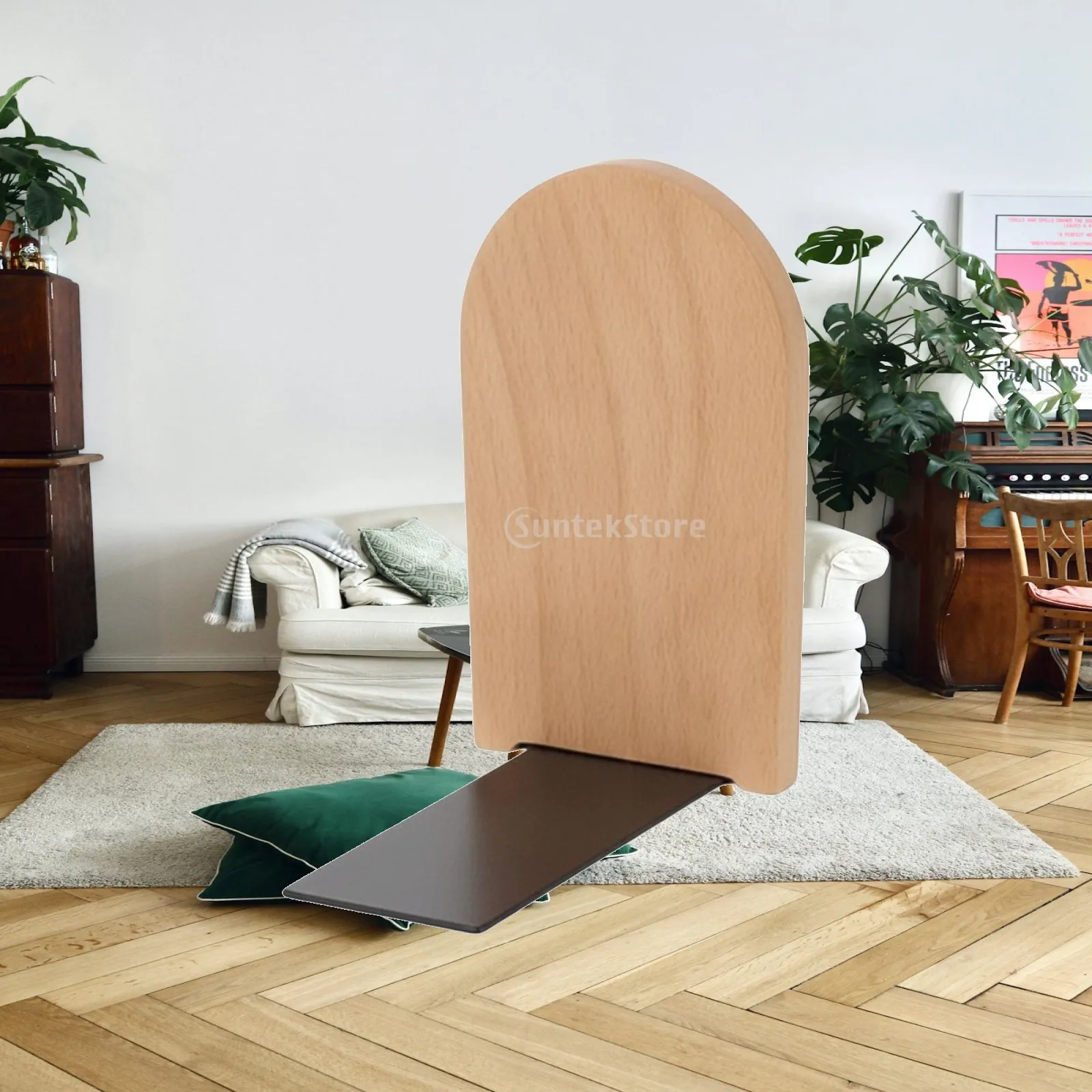 Wooden bookend, non-slip, bookend with metal plate, decorative book holder