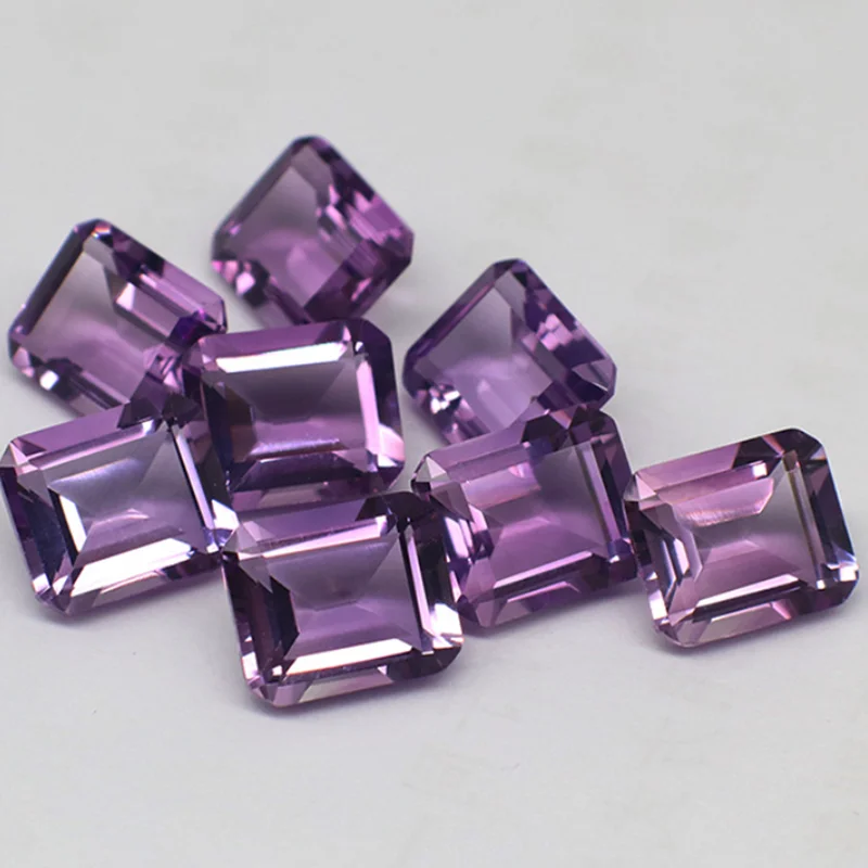 

10Pcs 2x4-9x11mm Emerlad Cut Natural Amethyst Loose Gemstone