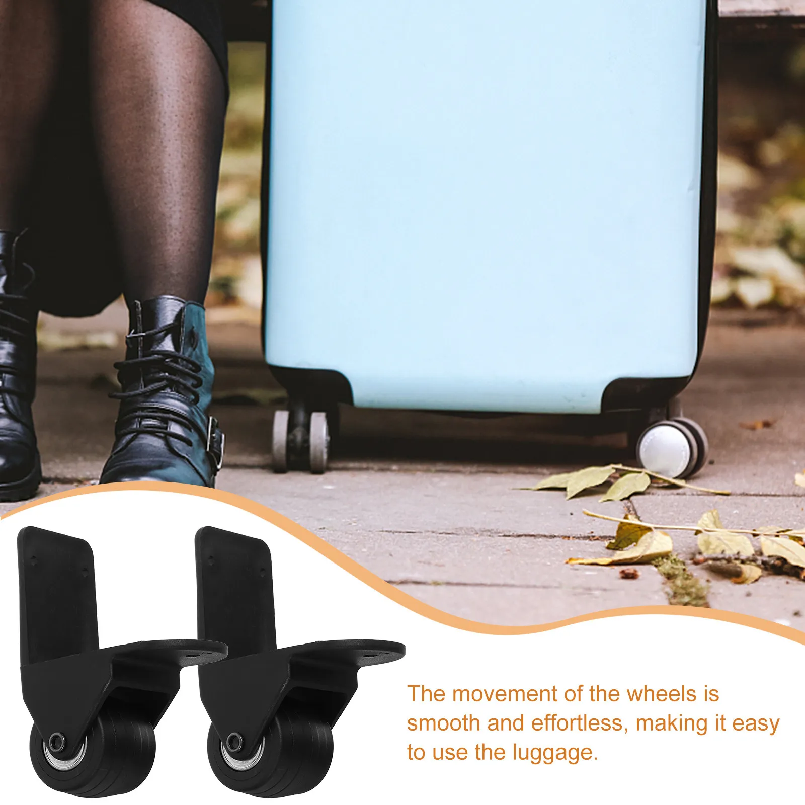 1Pair Travel Suitcase Swivel Wheels Luggage Wheel Replacement Small Wheels Smooth Rotation Lightweight Easy Install - Image 4
